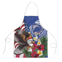 United States and Northern Mariana Islands Apron USA Flag Eagle CNMI Latte Stone Tropical Flowers LT14 Blue - Polynesian Pride