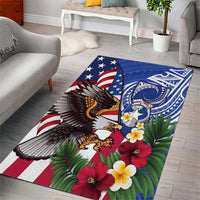 United States and Northern Mariana Islands Area Rug USA Flag Eagle CNMI Latte Stone Tropical Flowers LT14 - Polynesian Pride