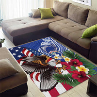 United States and Northern Mariana Islands Area Rug USA Flag Eagle CNMI Latte Stone Tropical Flowers LT14 - Polynesian Pride