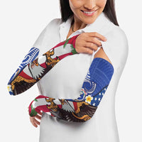 United States and Northern Mariana Islands Arm Sleeves USA Flag Eagle CNMI Latte Stone Tropical Flowers LT14 - Polynesian Pride