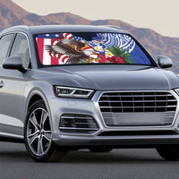 United States and Northern Mariana Islands Auto Sun Shade USA Flag Eagle CNMI Latte Stone Tropical Flowers LT14 - Polynesian Pride