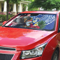 United States and Northern Mariana Islands Auto Sun Shade USA Flag Eagle CNMI Latte Stone Tropical Flowers LT14 - Polynesian Pride