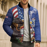 United States and Northern Mariana Islands Bomber Puffer Jacket USA Flag Eagle CNMI Latte Stone Tropical Flowers LT14 - Polynesian Pride