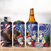 United States and Northern Mariana Islands 4 in 1 Can Cooler Tumbler USA Flag Eagle CNMI Latte Stone Tropical Flowers LT14 - Polynesian Pride