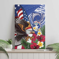 United States and Northern Mariana Islands Canvas Wall Art USA Flag Eagle CNMI Latte Stone Tropical Flowers LT14 - Polynesian Pride