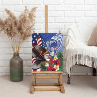 United States and Northern Mariana Islands Canvas Wall Art USA Flag Eagle CNMI Latte Stone Tropical Flowers LT14 - Polynesian Pride