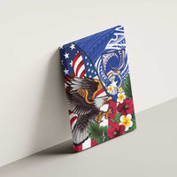 United States and Northern Mariana Islands Canvas Wall Art USA Flag Eagle CNMI Latte Stone Tropical Flowers LT14 - Polynesian Pride