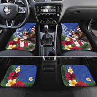 United States and Northern Mariana Islands Car Mats USA Flag Eagle CNMI Latte Stone Tropical Flowers LT14 Set 4pcs Blue - Polynesian Pride