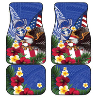 United States and Northern Mariana Islands Car Mats USA Flag Eagle CNMI Latte Stone Tropical Flowers LT14 - Polynesian Pride