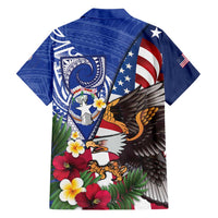 United States and Northern Mariana Islands Family Matching Mermaid Dress and Hawaiian Shirt USA Flag Eagle CNMI Latte Stone Tropical Flowers LT14 - Polynesian Pride