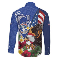 United States and Northern Mariana Islands Family Matching Short Sleeve Bodycon Dress and Hawaiian Shirt USA Flag Eagle CNMI Latte Stone Tropical Flowers LT14 - Polynesian Pride