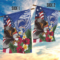 United States and Northern Mariana Islands Garden Flag USA Flag Eagle CNMI Latte Stone Tropical Flowers LT14 - Polynesian Pride
