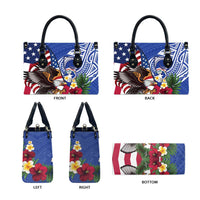 United States and Northern Mariana Islands Leather Bag USA Flag Eagle CNMI Latte Stone Tropical Flowers LT14 - Polynesian Pride