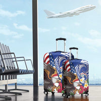 United States and Northern Mariana Islands Luggage Cover USA Flag Eagle CNMI Latte Stone Tropical Flowers LT14 - Polynesian Pride