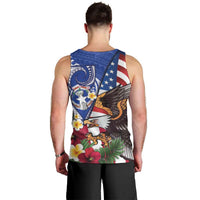 United States and Northern Mariana Islands Men Tank Top USA Flag Eagle CNMI Latte Stone Tropical Flowers LT14 - Polynesian Pride