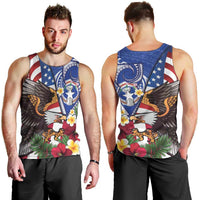 United States and Northern Mariana Islands Men Tank Top USA Flag Eagle CNMI Latte Stone Tropical Flowers LT14 - Polynesian Pride
