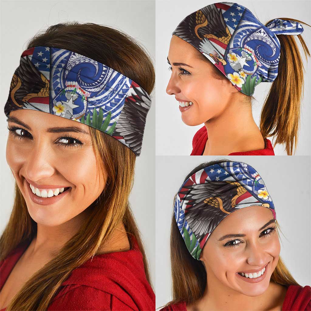 United States and Northern Mariana Islands Neck Gaiter USA Flag Eagle CNMI Latte Stone Tropical Flowers LT14 - Polynesian Pride