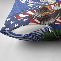 United States and Northern Mariana Islands Pillow Cover USA Flag Eagle CNMI Latte Stone Tropical Flowers LT14 - Polynesian Pride