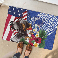United States and Northern Mariana Islands Rubber Doormat USA Flag Eagle CNMI Latte Stone Tropical Flowers LT14 - Polynesian Pride