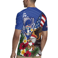 United States and Northern Mariana Islands Rugby Jersey USA Flag Eagle CNMI Latte Stone Tropical Flowers LT14 - Polynesian Pride