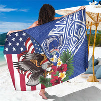United States and Northern Mariana Islands Sarong USA Flag Eagle CNMI Latte Stone Tropical Flowers LT14 One Size 44 x 66 inches Blue - Polynesian Pride