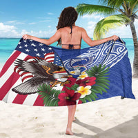 United States and Northern Mariana Islands Sarong USA Flag Eagle CNMI Latte Stone Tropical Flowers LT14 - Polynesian Pride