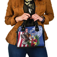 United States and Northern Mariana Islands Shoulder Handbag USA Flag Eagle CNMI Latte Stone Tropical Flowers LT14 - Polynesian Pride