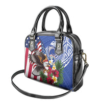 United States and Northern Mariana Islands Shoulder Handbag USA Flag Eagle CNMI Latte Stone Tropical Flowers LT14 - Polynesian Pride
