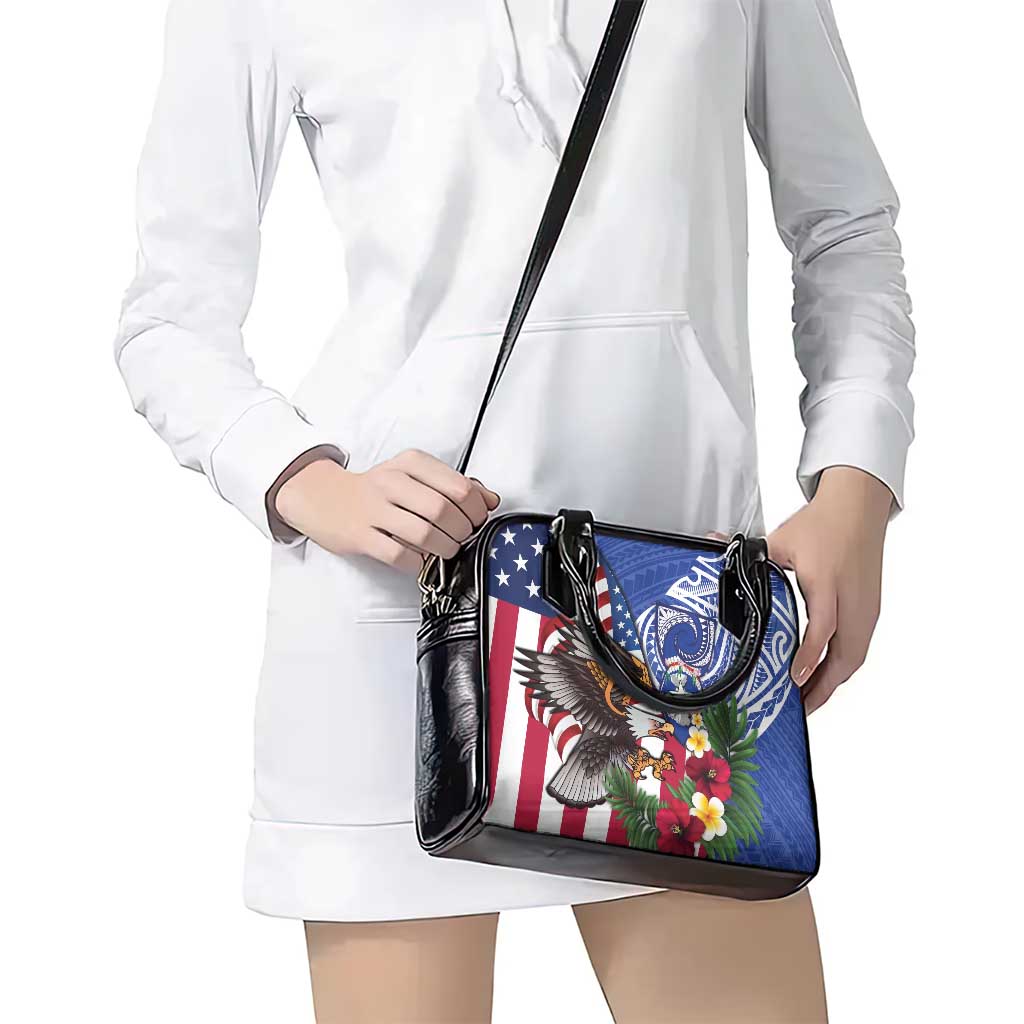United States and Northern Mariana Islands Shoulder Handbag USA Flag Eagle CNMI Latte Stone Tropical Flowers LT14 - Polynesian Pride