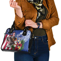 United States and Northern Mariana Islands Shoulder Handbag USA Flag Eagle CNMI Latte Stone Tropical Flowers LT14 - Polynesian Pride