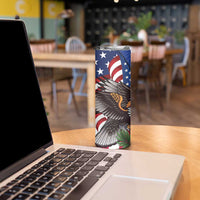 United States and Northern Mariana Islands Skinny Tumbler USA Flag Eagle CNMI Latte Stone Tropical Flowers LT14 - Polynesian Pride