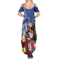 United States and Northern Mariana Islands Summer Maxi Dress USA Flag Eagle CNMI Latte Stone Tropical Flowers LT14 - Polynesian Pride