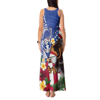 United States and Northern Mariana Islands Tank Maxi Dress USA Flag Eagle CNMI Latte Stone Tropical Flowers LT14 - Polynesian Pride
