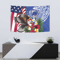 United States and Northern Mariana Islands Tapestry USA Flag Eagle CNMI Latte Stone Tropical Flowers