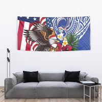 United States and Northern Mariana Islands Tapestry USA Flag Eagle CNMI Latte Stone Tropical Flowers
