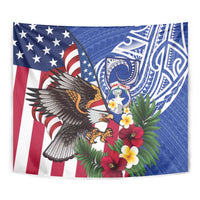 United States and Northern Mariana Islands Tapestry USA Flag Eagle CNMI Latte Stone Tropical Flowers