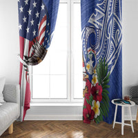 United States and Northern Mariana Islands Window Curtain USA Flag Eagle CNMI Latte Stone Tropical Flowers LT14 - Polynesian Pride