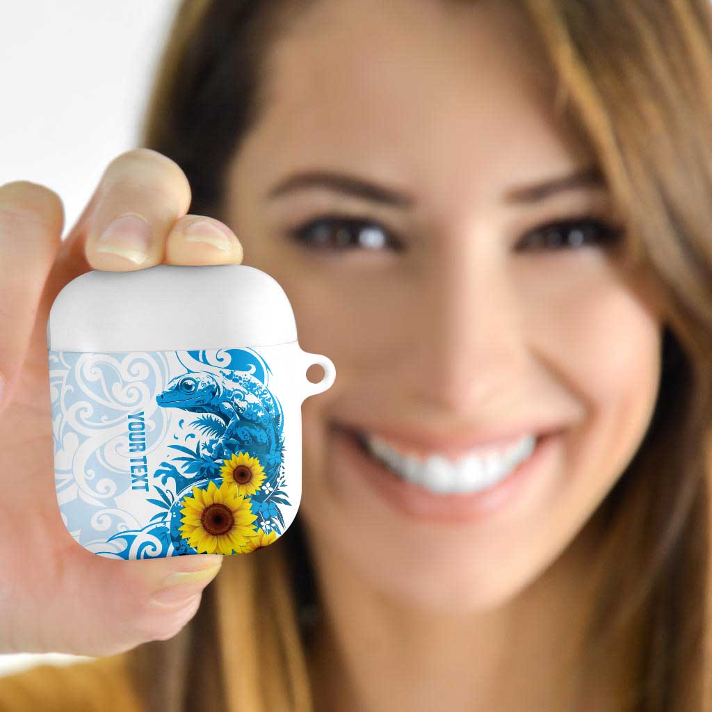 New Zealand Autism Awareness Month AirPods Case Takiwatanga Maori Lizard With Sunflower LT14 - Polynesian Pride