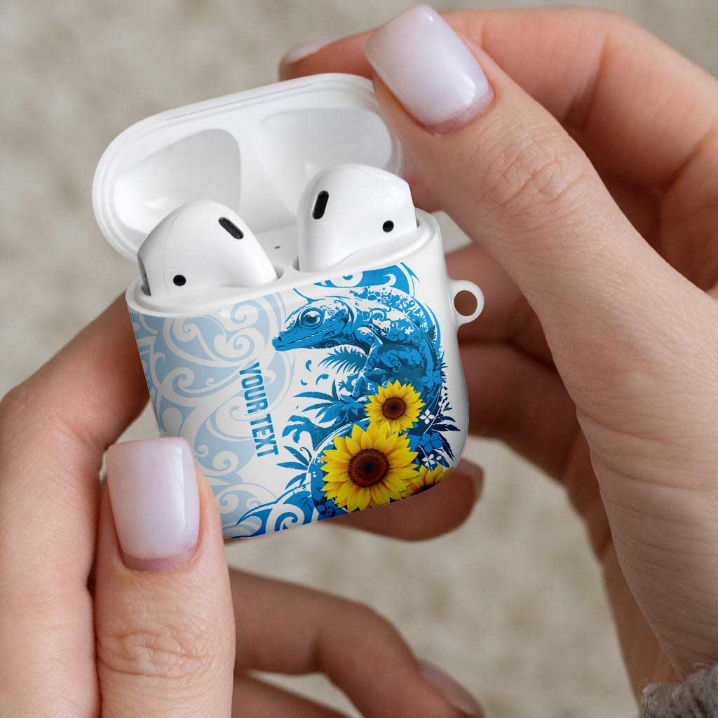New Zealand Autism Awareness Month AirPods Case Takiwatanga Maori Lizard With Sunflower LT14 - Polynesian Pride
