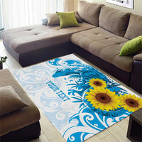 New Zealand Autism Awareness Month Area Rug Takiwatanga Maori Lizard With Sunflower