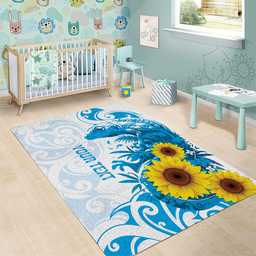 New Zealand Autism Awareness Month Area Rug Takiwatanga Maori Lizard With Sunflower