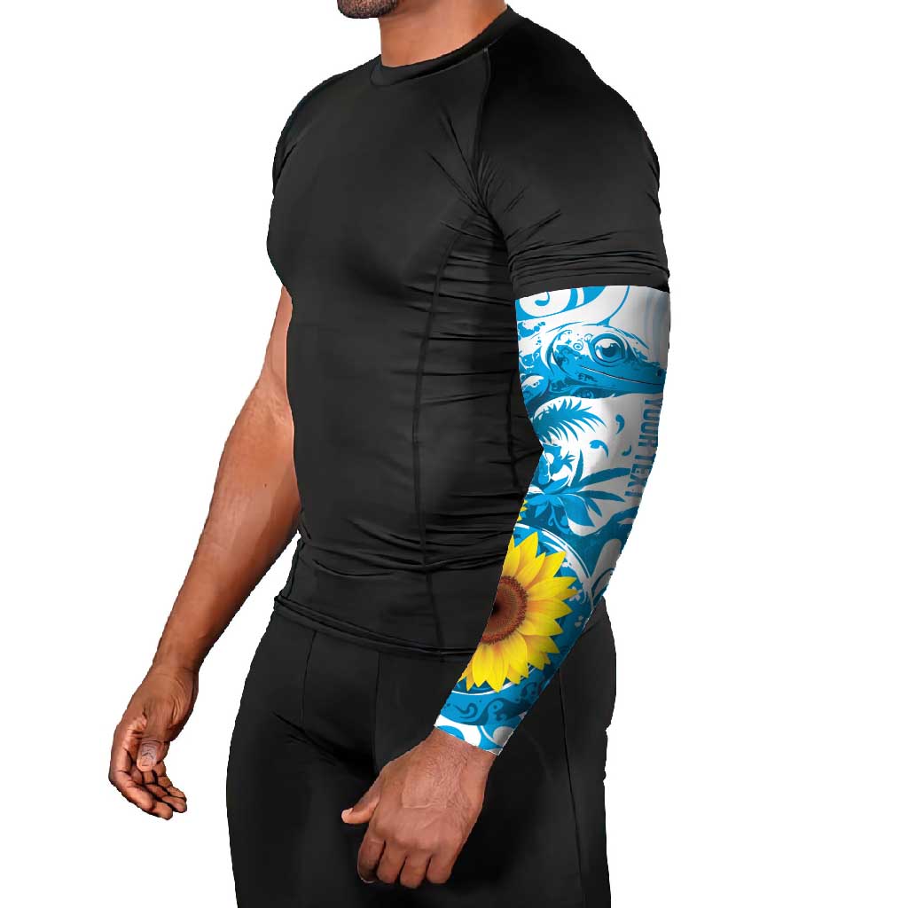 New Zealand Autism Awareness Month Arm Sleeves Takiwatanga Maori Lizard With Sunflower LT14 - Polynesian Pride