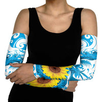 New Zealand Autism Awareness Month Arm Sleeves Takiwatanga Maori Lizard With Sunflower LT14 - Polynesian Pride