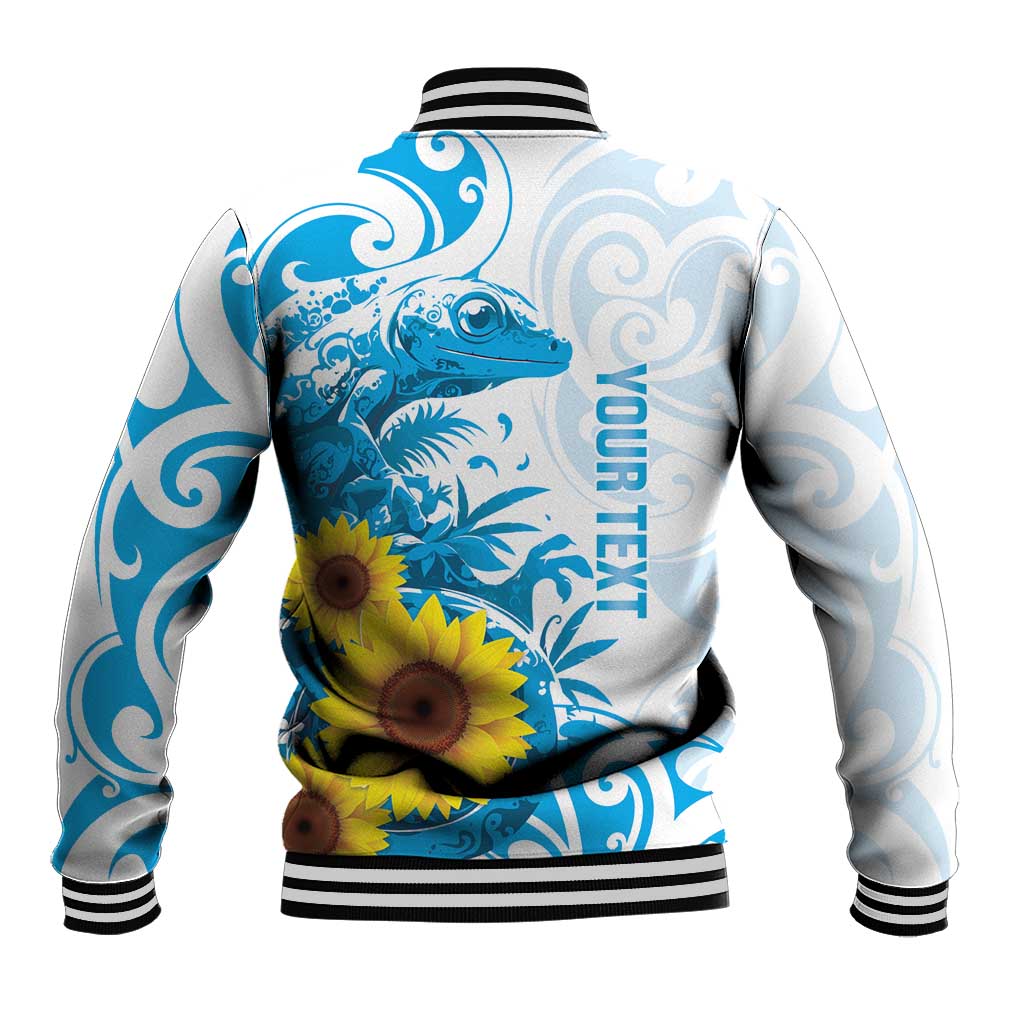New Zealand Autism Awareness Month Baseball Jacket Takiwatanga Maori Lizard With Sunflower