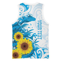 New Zealand Autism Awareness Month Basketball Jersey Takiwatanga Maori Lizard With Sunflower LT14 - Polynesian Pride