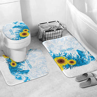 New Zealand Autism Awareness Month Bathroom Set Takiwatanga Maori Lizard With Sunflower LT14 Mat Set Only (3 pcs) One Size Blue - Polynesian Pride