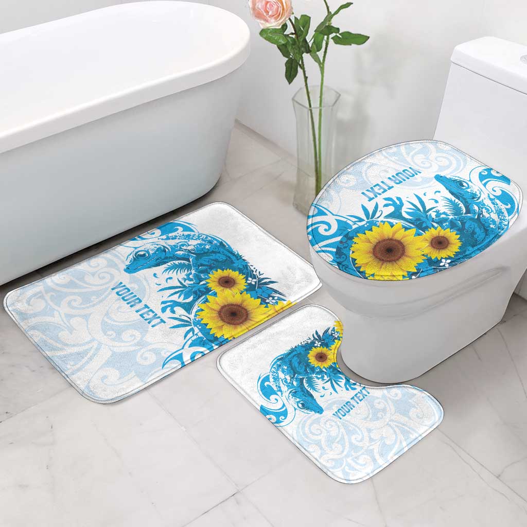 New Zealand Autism Awareness Month Bathroom Set Takiwatanga Maori Lizard With Sunflower LT14 - Polynesian Pride