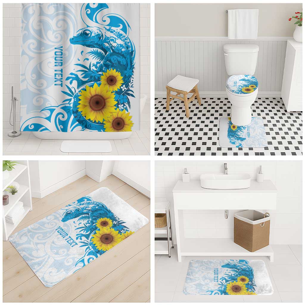 New Zealand Autism Awareness Month Bathroom Set Takiwatanga Maori Lizard With Sunflower LT14 - Polynesian Pride