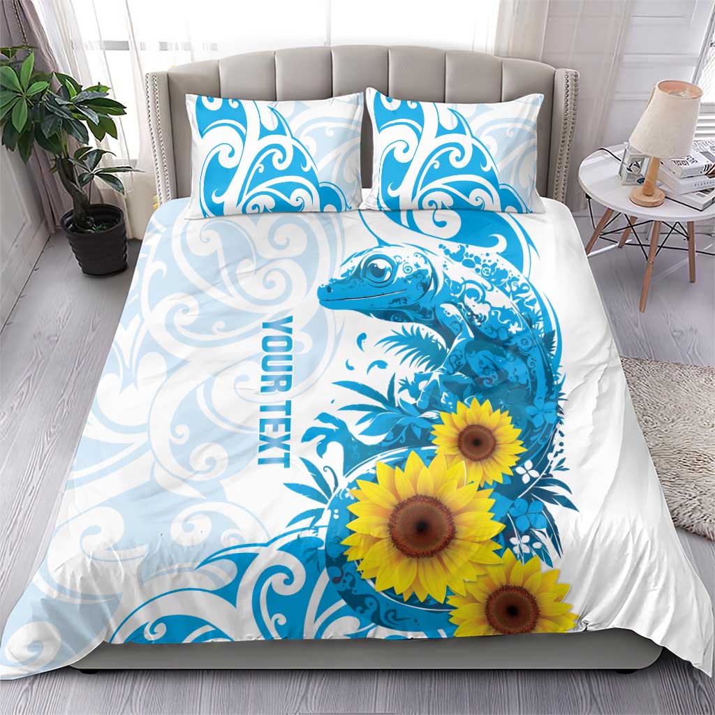 New Zealand Autism Awareness Month Bedding Set Takiwatanga Maori Lizard With Sunflower LT14 - Polynesian Pride