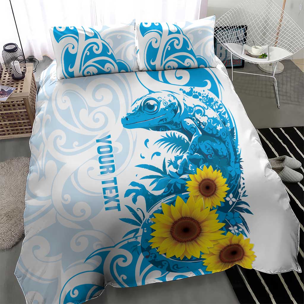 New Zealand Autism Awareness Month Bedding Set Takiwatanga Maori Lizard With Sunflower LT14 - Polynesian Pride